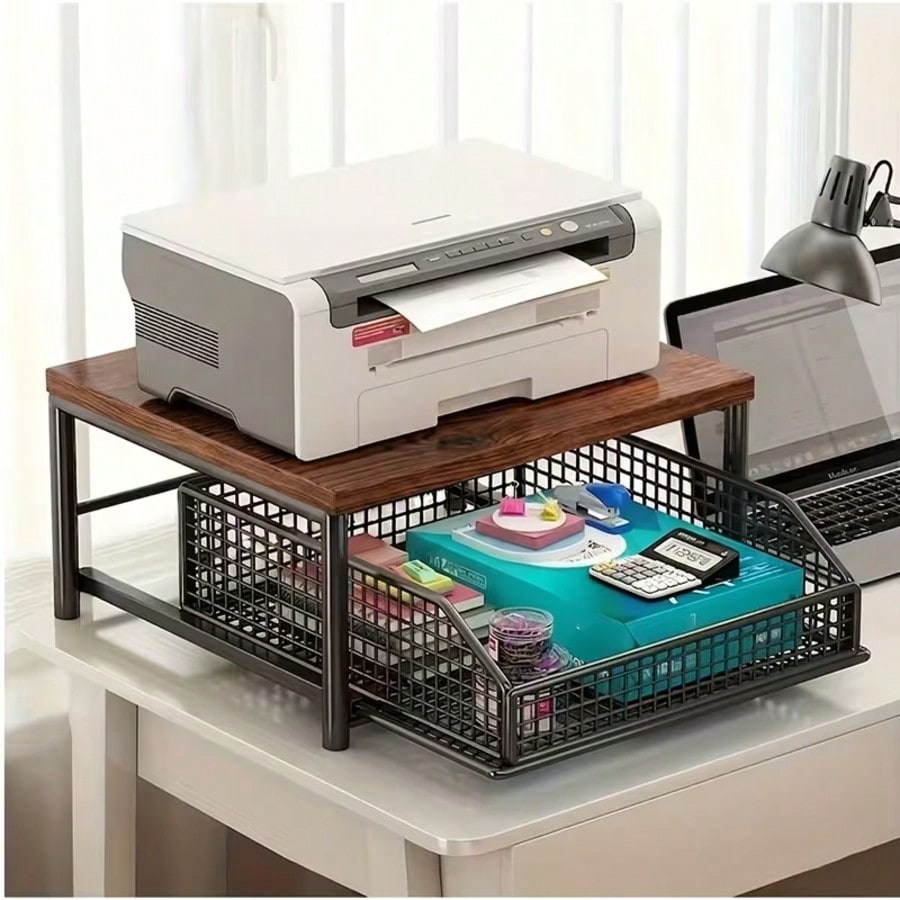 Commercial Book Printing Machines - ONESIMCR 프린터 스탠드, 2단 나무 선반이