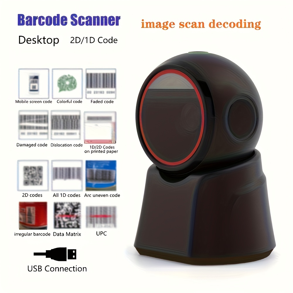 2D 바코드 스캐너, 데스크톱용, 전방향 자동 스캔,  - Barcode Printer 리뷰 및 가격