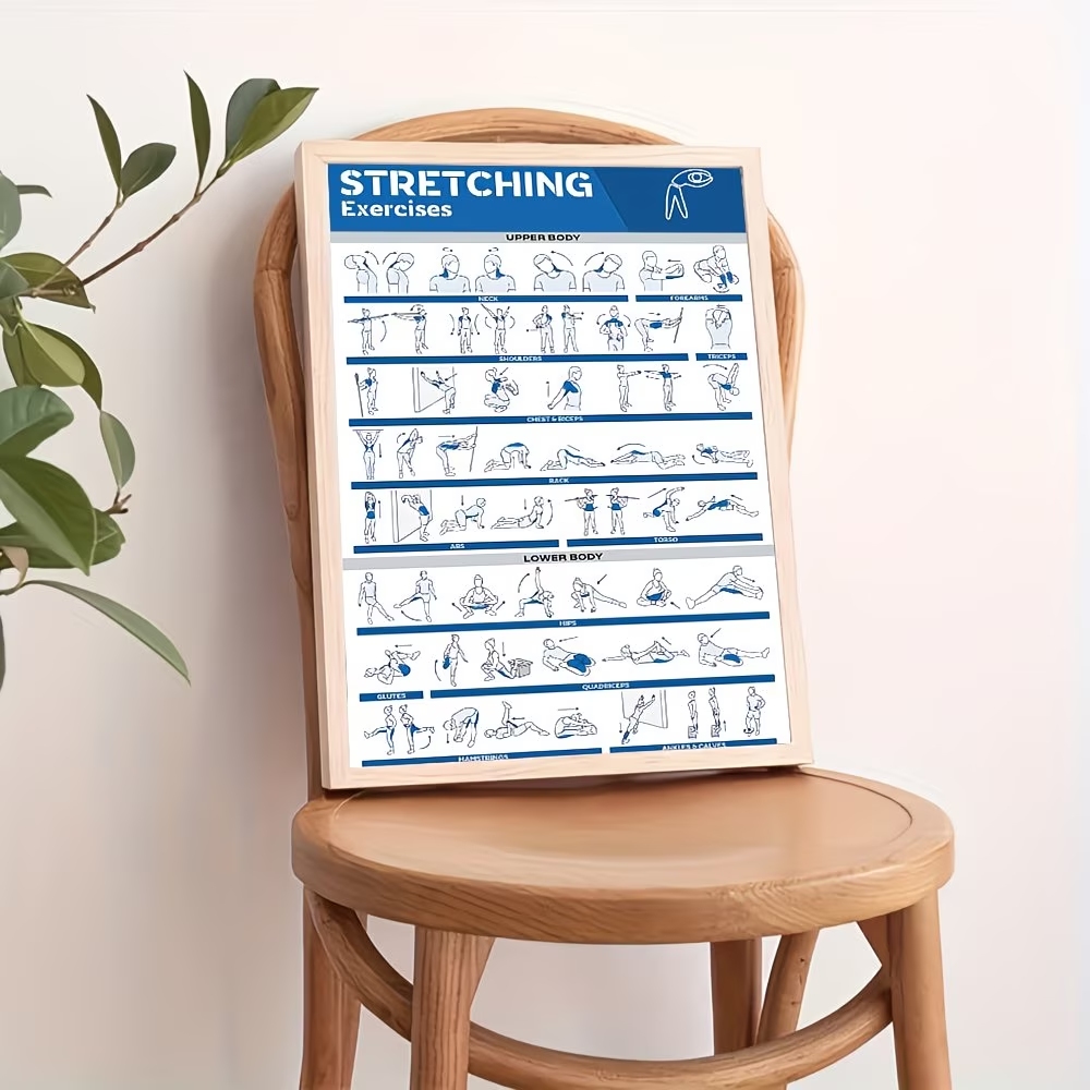 현대적인 라벨이 붙은 전신 스트레칭 운동을 하는 사람을 - Label Maker 리뷰 및 가격